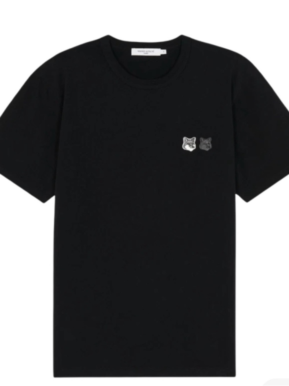 MAISON KITSUNÉ Black Tee with Dual Fox Head Patches
